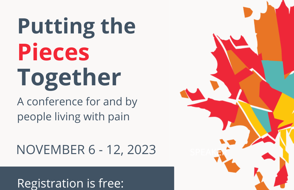 Putting the Pieces Together conference with Pain Canada logo, date, and website.